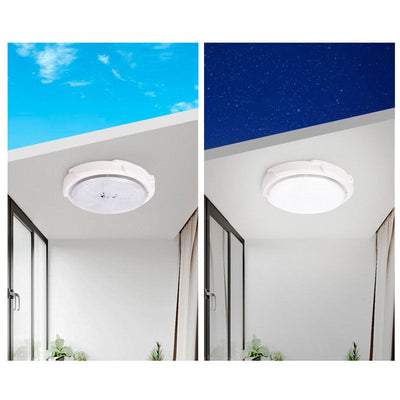 Modern Round Solar LED Remote Control Outdoor Indoor Flush Mount Lighting