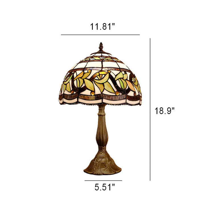 Lampe de table en alliage de verre Tiffany vintage européen à 1 lumière 