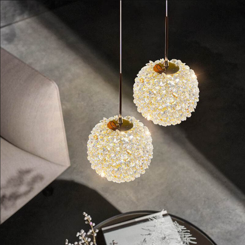 Moderne goldene Glamour-Kristallkugel-Schirm 1-Licht-Pendelleuchte 