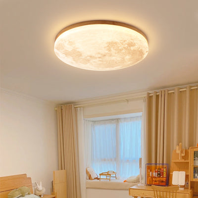 Nordic Minimalist Moon Round Acrylic LED Flush Mount Ceiling Light