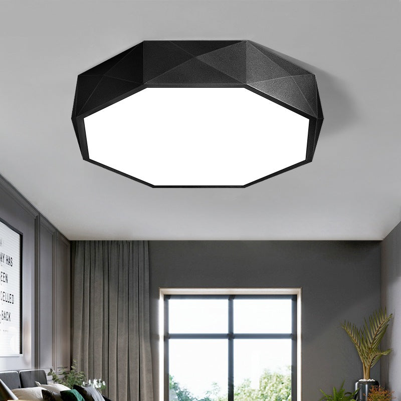 Modern Minimalist Rhombus Geometry Acrylic Iron LED Flush Mount Ceiling Light for Living Room