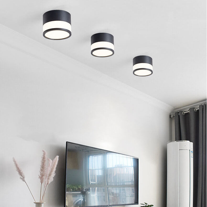 Modern Solid Color Cylinder Aluminum LED Flush Mount Light