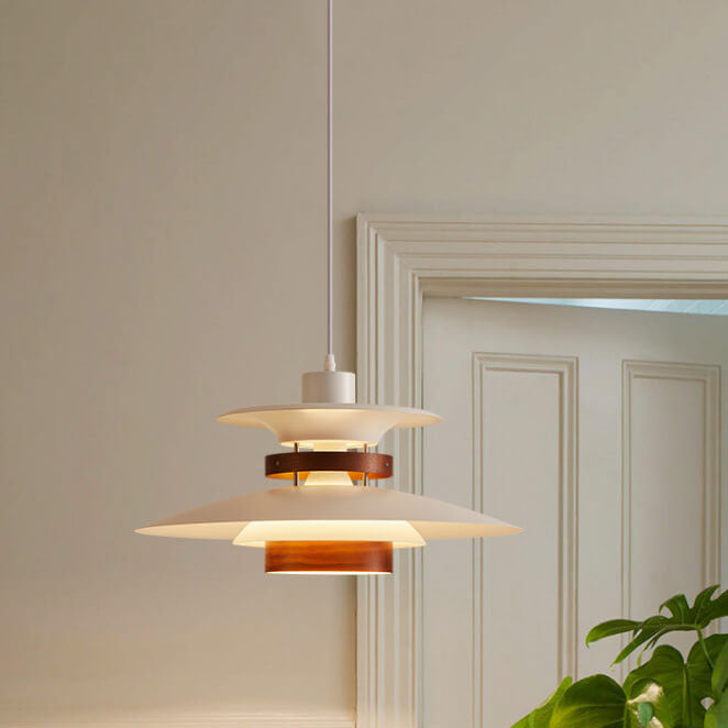 Pantalla de platillo volador de aluminio de hierro europeo tradicional, lámpara colgante de 1 luz para sala de estar 