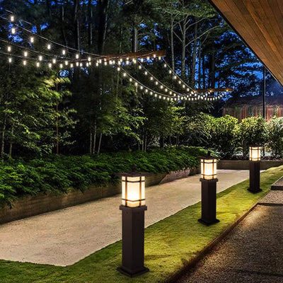 Aluminum Glass Waterproof Landscape Garden Lawn Pillar Lamp Outdoor Light