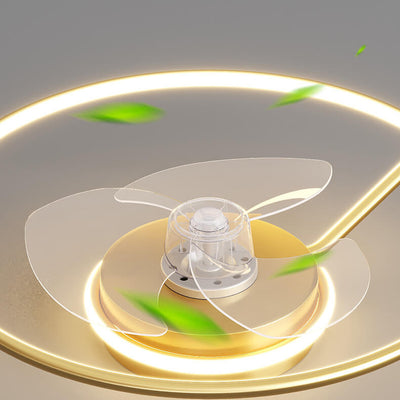 Minimalist Light Luxury Round Ring LED Invisible Flush Mount Ceiling Fan Light