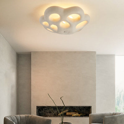 Contemporary Creative Round Hollow Petal Shade 3-Light Flush Mount Ceiling Light For Bedroom