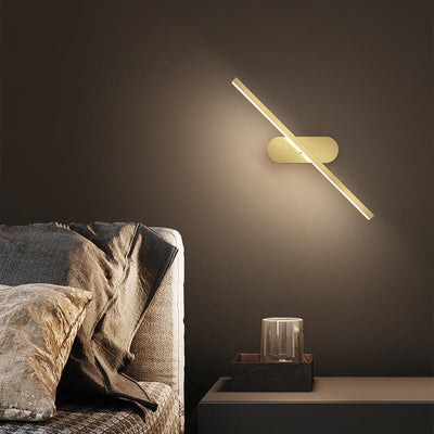 Nordic Minimalist Copper Linear LED Rotatable Wall Sconce Lamp