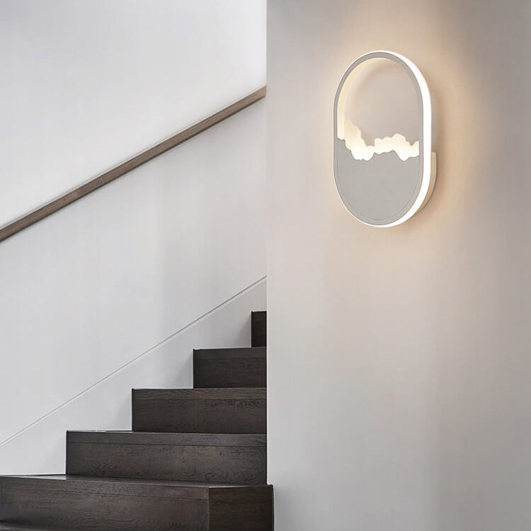 Modern Minimalist Oval Iron Refined Wave LED Wall Sconce Lamp