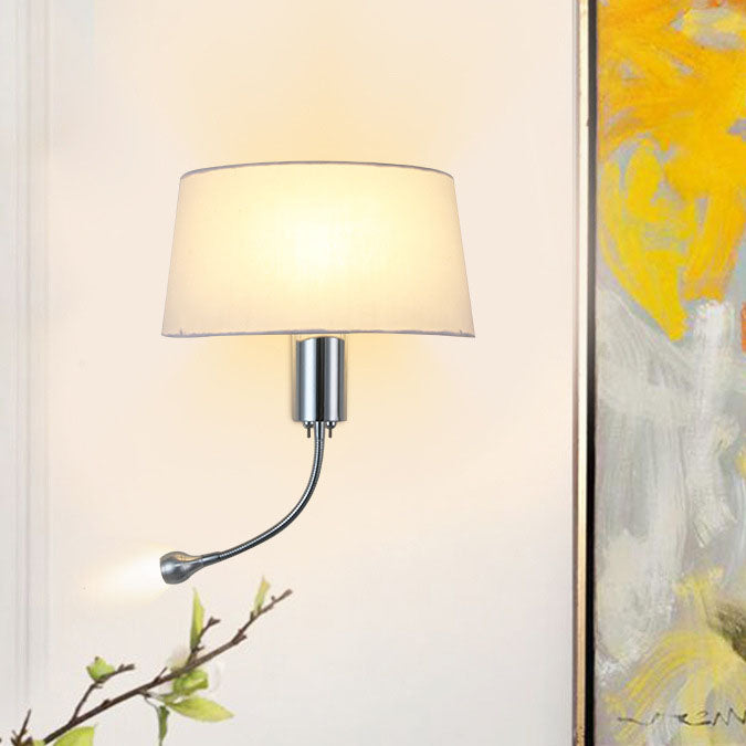 Aplique de pared de lectura de 1 luz con foco de hierro y tela de estilo minimalista moderno para sala de estar y dormitorio 