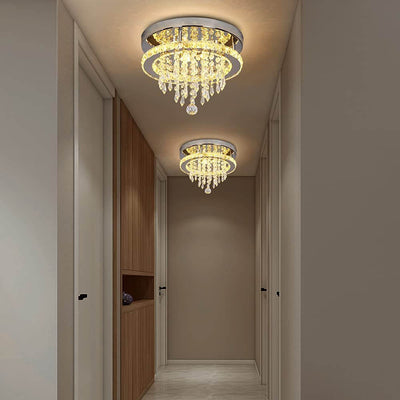 Modern Light Luxury Round Crystal LED Flush Mount Ceiling Light