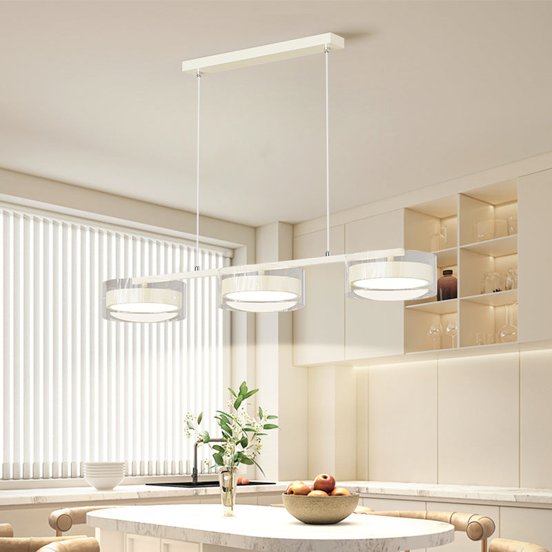 Zeitgenössische Nordic Creme Fliegende Untertasse Glas Schatten LED Insel Licht Kronleuchter Für Wohnzimmer 