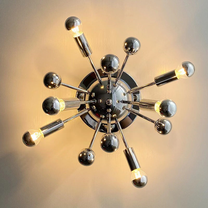 Contemporary Creative Multi Bulb Iron Glass 5-Light Wall Sconce Lamp For Living Room