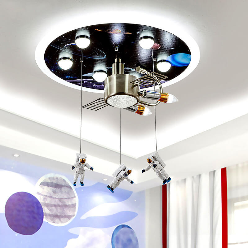 Cartoon Creative Astronaut LED Kids Flush Mount Ceiling Light