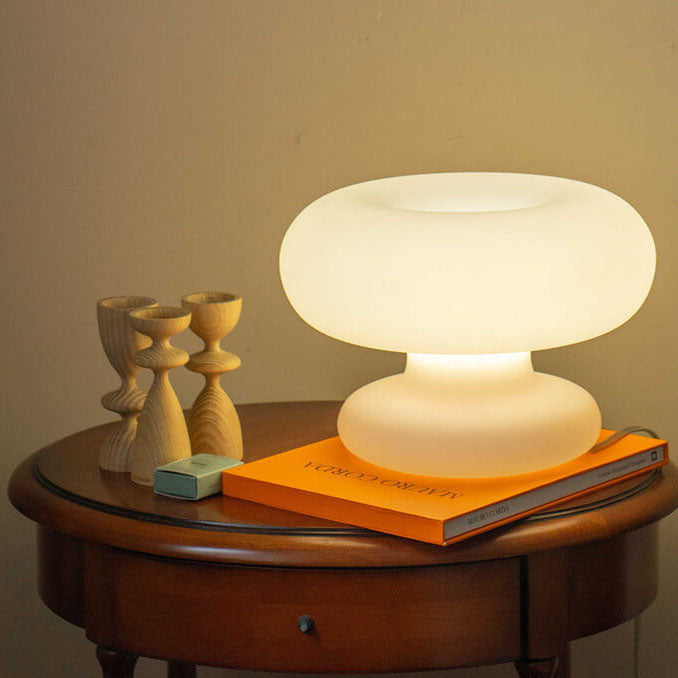 Danish Milk White Mushroom 1-Light Table Lamp
