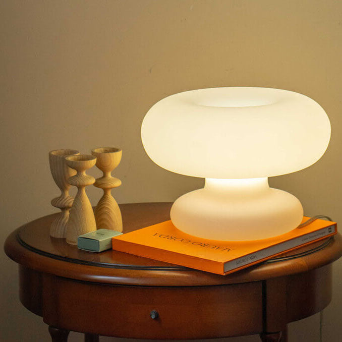 Danish Milk White Mushroom 1-Light Table Lamp