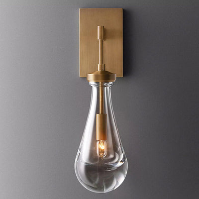Moderne minimalistische Tropfenform transparente Vollkupfer-Kristall 1-Licht Wandleuchte 