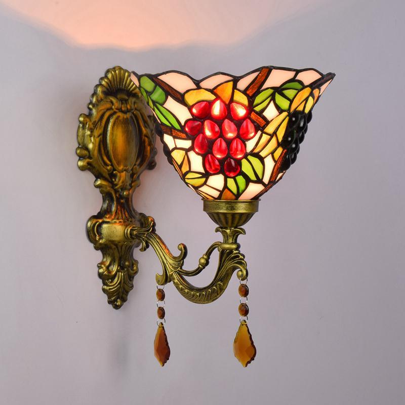 European Rustic Creative Grape Crystal 1-Light Crystal Wall Lamp