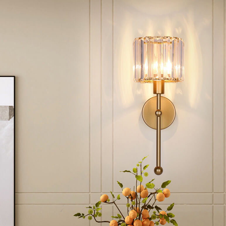 Moderna lámpara de pared de brazo largo de cristal de lujo ligero de 1 luz 