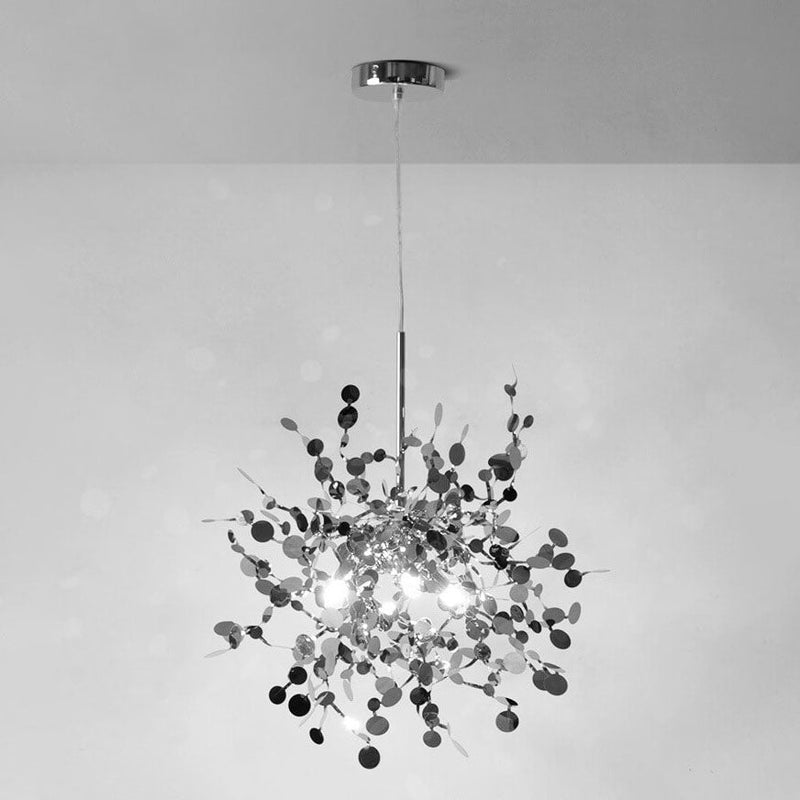 Contemporary Nordic Creative Art Stainless Steel 3-Light Chandelier For Living Room