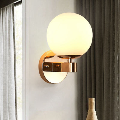 Nordic Minimal Round Head Iron Glass 1-Light Wall Sconce Lamp