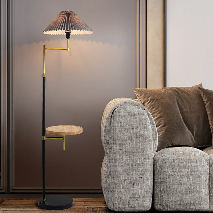 Nordic Light Luxus-Plissee-Stoff-Marmor-Stehlampe mit 1 Licht