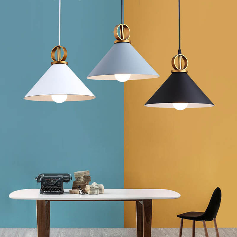 Suspension lumineuse en aluminium couleur macaron moderne à 1 lumière 