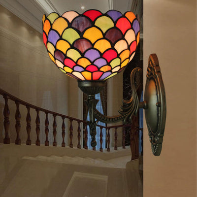 Tiffany Stained Dot Glass 1-Light Wall Sconce Lamp