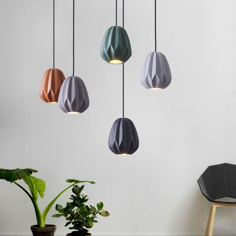 Nordic Macaron Texture Oval Resin 1-Light Pendant Light