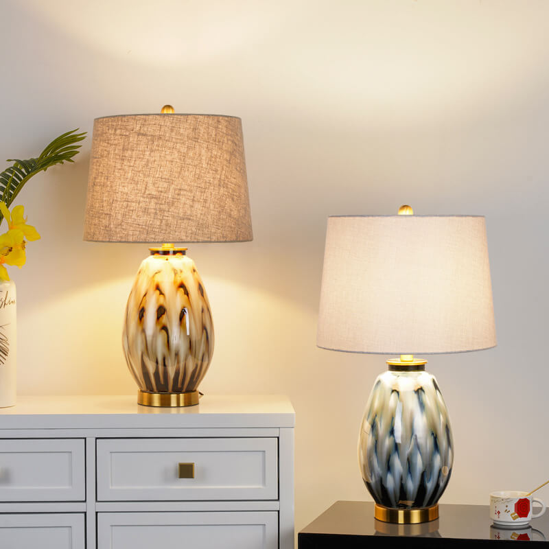 Lampe de table à 1 lumière avec base en céramique motif d&