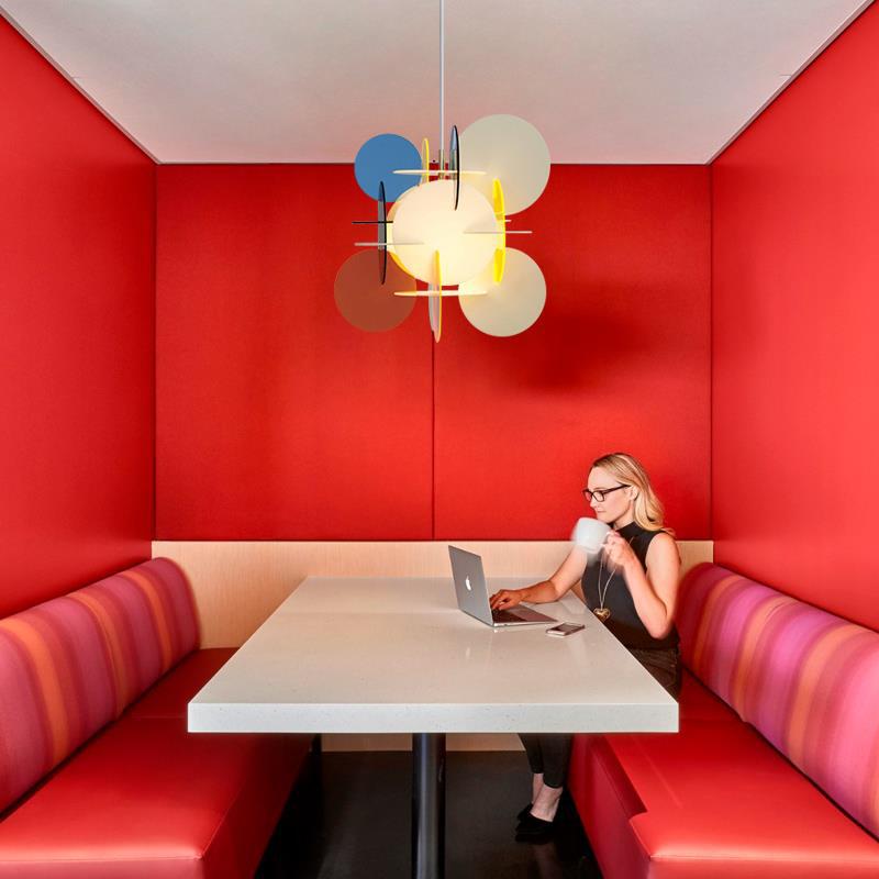 Contemporary Scandinavian Macaron Acrylic Round Sheet Splicing 1-Light Pendant Light For Dining Room