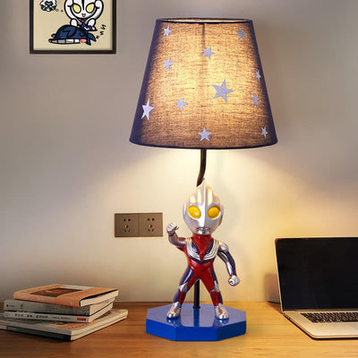 Cartoon Creative Ultraman Fabric Shade Resin Base 1-Licht-Tischlampe