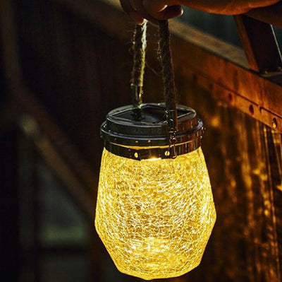 Contemporary Creative Crackle Glass Bottle Star Decor LED Solar String Light For Outdoor Patio