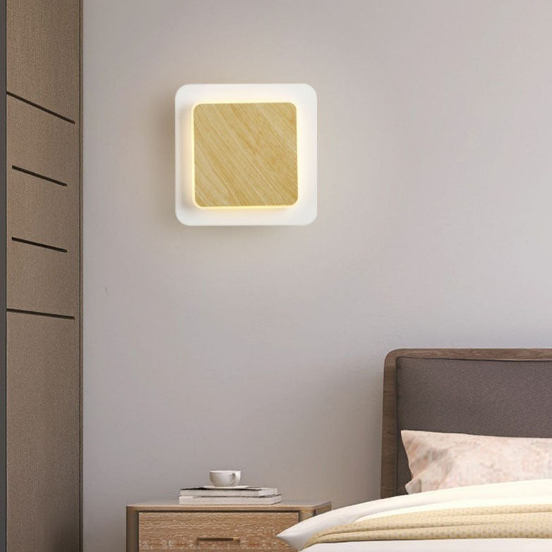 Nordic Minimalist Log Square Round LED Wall Sconce Lamp