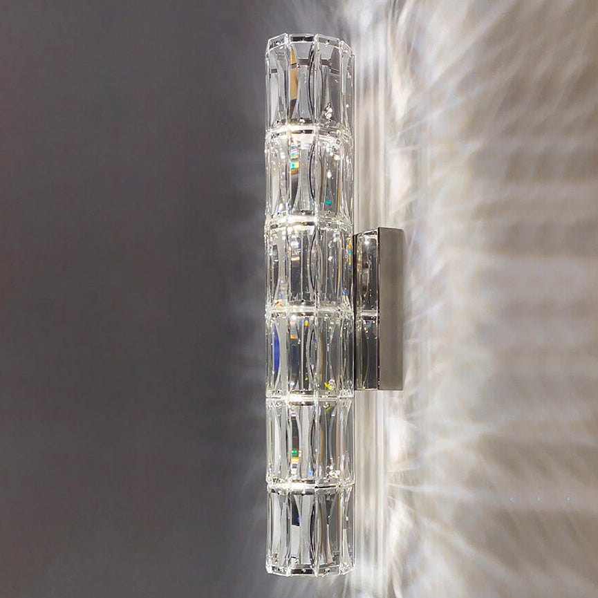 Moderno Lujo Plata Cristal Columna Aplique de Pared con 3/4/6 Luces 