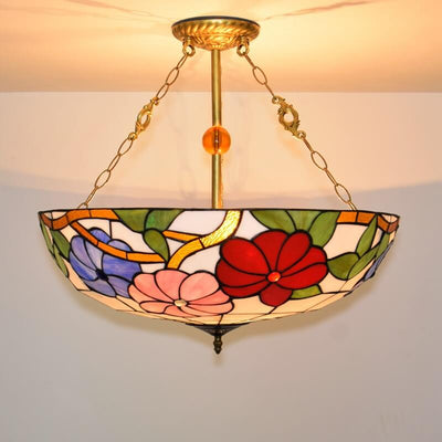 European Style Creative Pastoral Morning Glory Tiffany 5-Light Chandelier