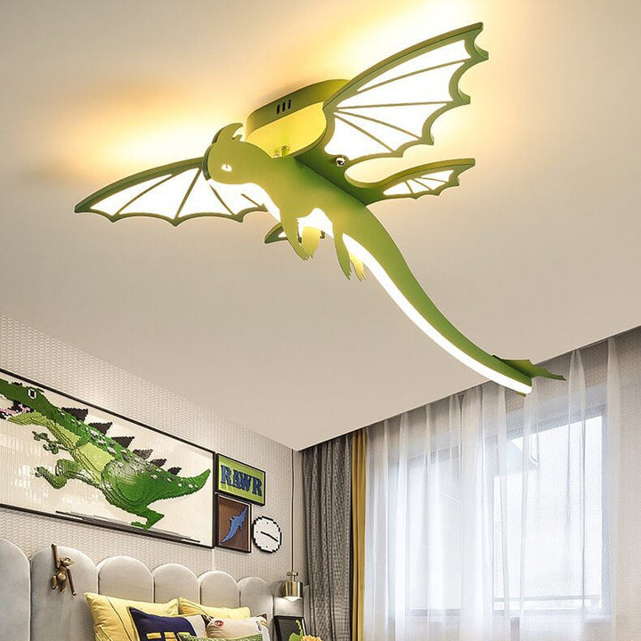 Luz de techo LED semi-empotrada de dinosaurio de dibujos animados acrílico creativo contemporáneo para dormitorio 
