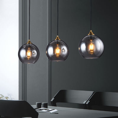 Lámpara colgante de 1 luz con pantalla esférica de vidrio de simplicidad moderna para dormitorio 