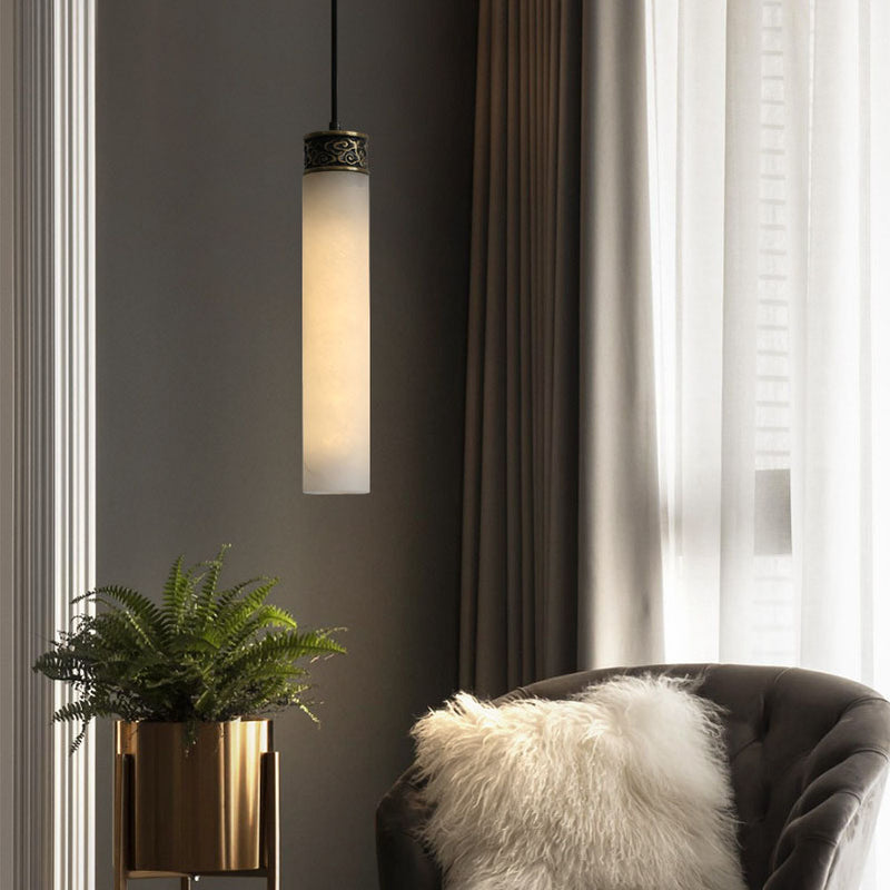 Modern Luxury Marble Column Brass 1-Light Pendant Light