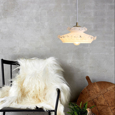 French Light Luxury Glass Petal Double Layer 1-Light Pendant Light