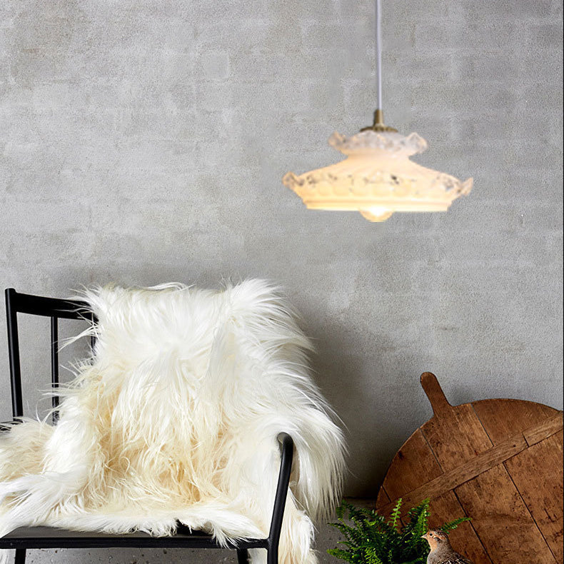 French Light Luxury Glass Petal Double Layer 1-Light Pendant Light