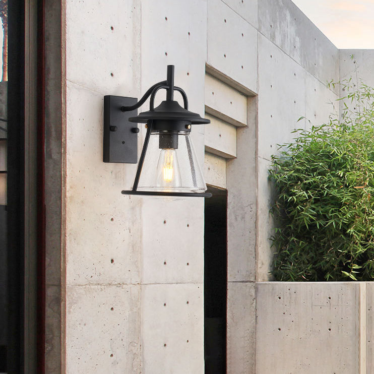 Waterproof Glass Cone Shade 1-Light Outdoor Wall Sconce Lamp