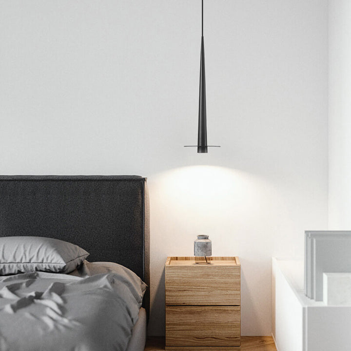 Moderne minimalistische schwarze Aluminiumstab-LED-Pendelleuchte 