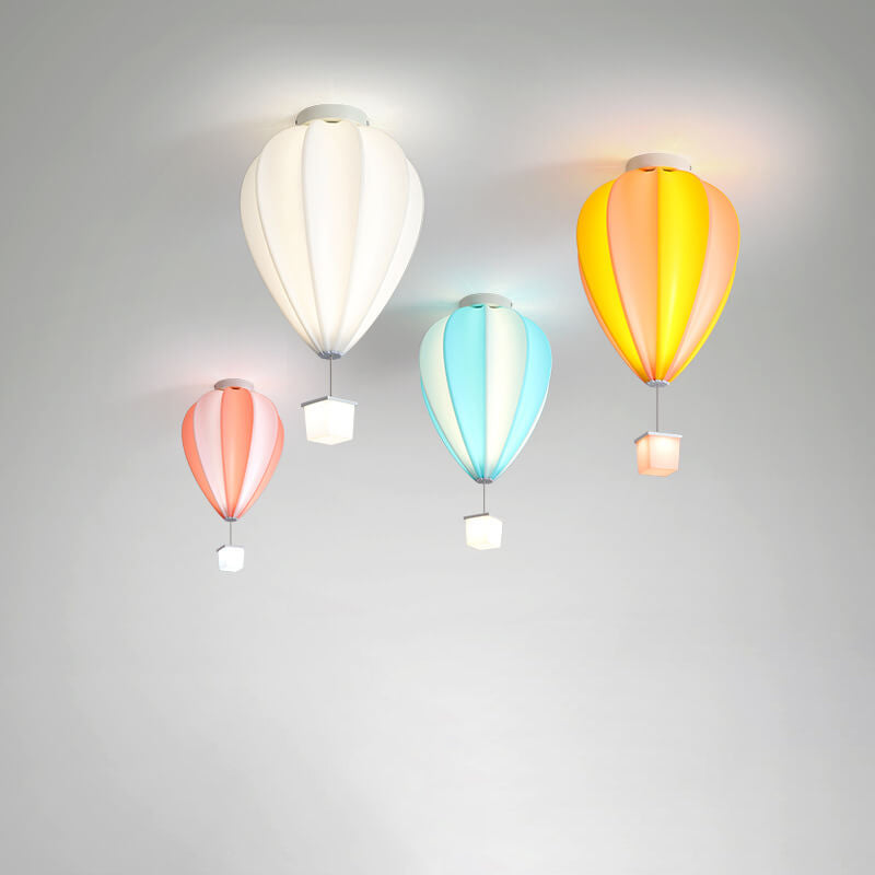 Cartoon Creative PE Hot Air Balloon LED Semi-Flush Mount Ceiling Light