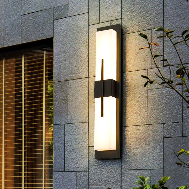 Aplique de pared LED rectangular moderno minimalista de acero inoxidable acrílico impermeable para exterior 