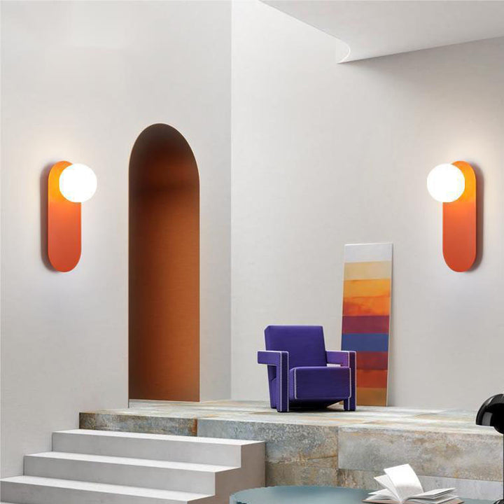 Aplique de pared de 1 luz con base de anillo naranja de vidrio minimalista nórdico 