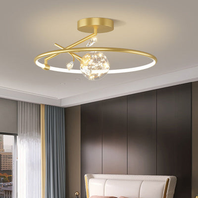 Modern Art Deco Iron Geometrical Ring Star LED Pendant Light For Living Room