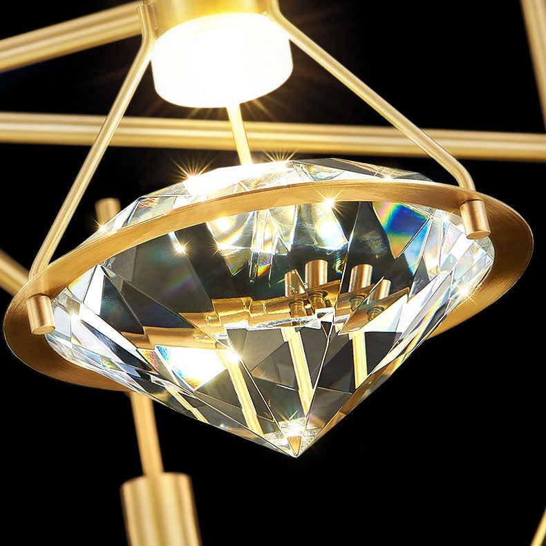 Moderne Mid-Century Diamant Messing Kristall LED Wandleuchte für Wohnzimmer 