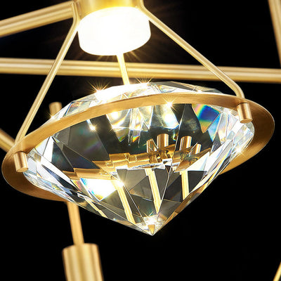 Modern Mid-Century Diamond Brass Crystal LED Wall Sconce Lamp For Living Room