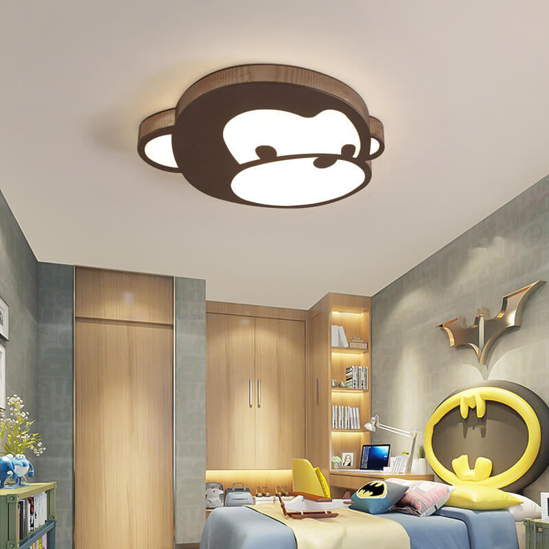 Childlike Cartoon Monkey Design LED Flush Mount Light
