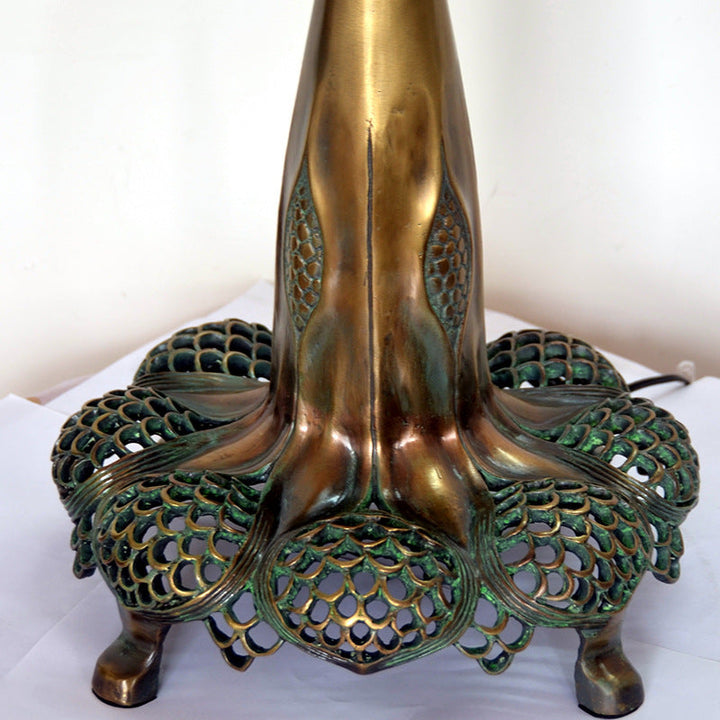 Traditionelle Tiffany Libelle Buntglas Kuppel 3-Licht Tischlampe für Studie 